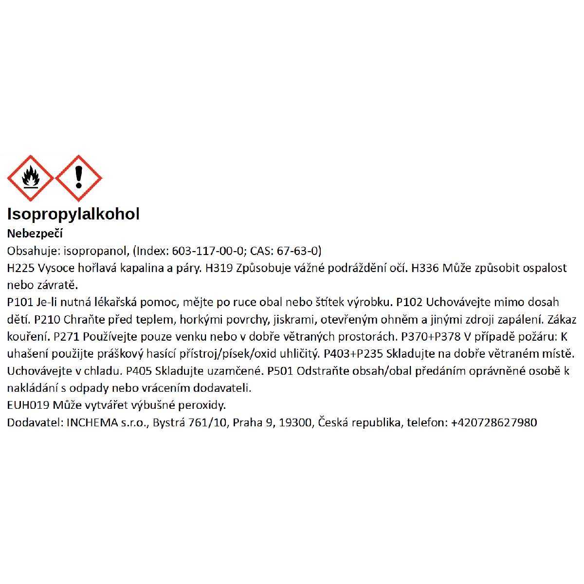 Isopropylalkohol etiketa