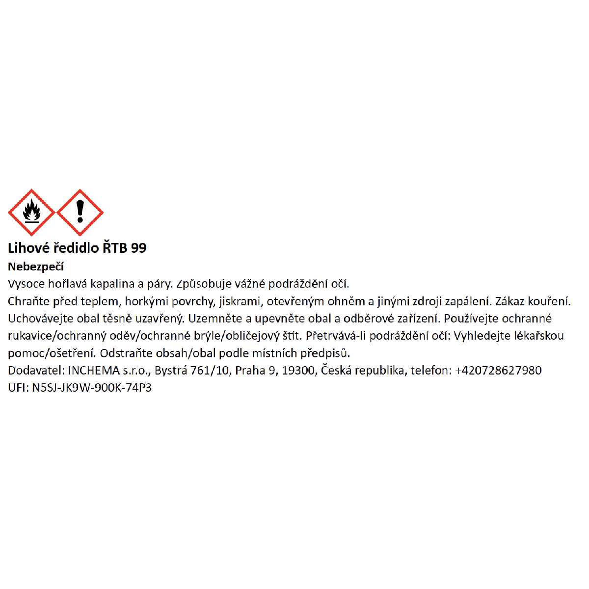 Lihové ředidlo etiketa