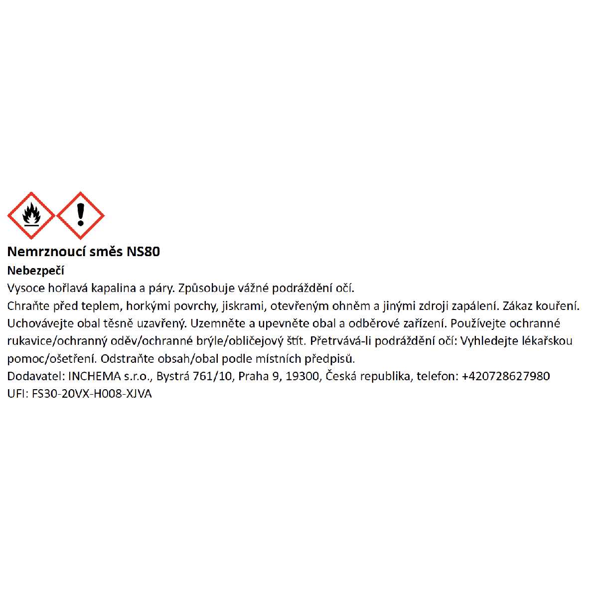 Nemrznoucí směs NS80 etiketa