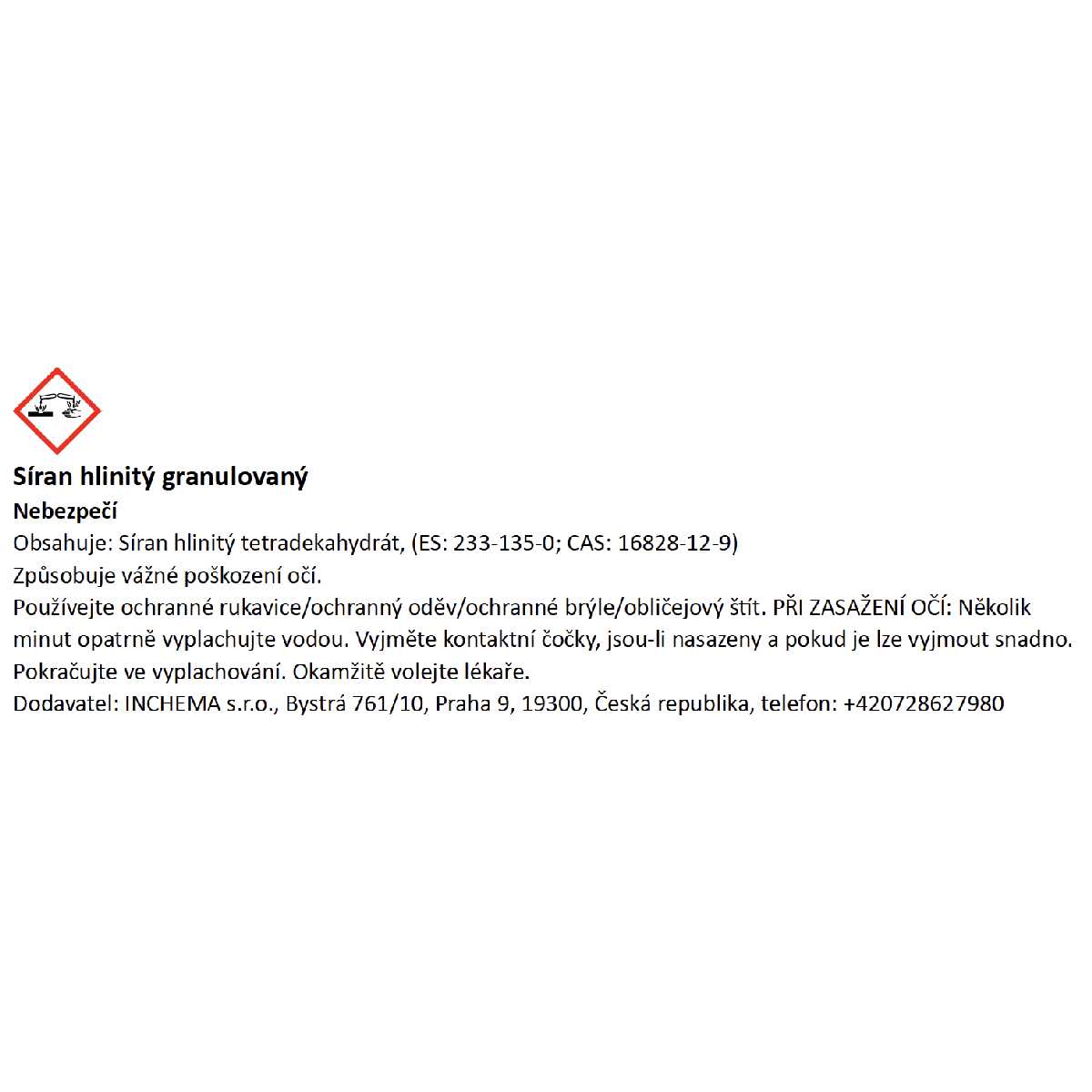 Síran hlinitý granulovaný etiketa