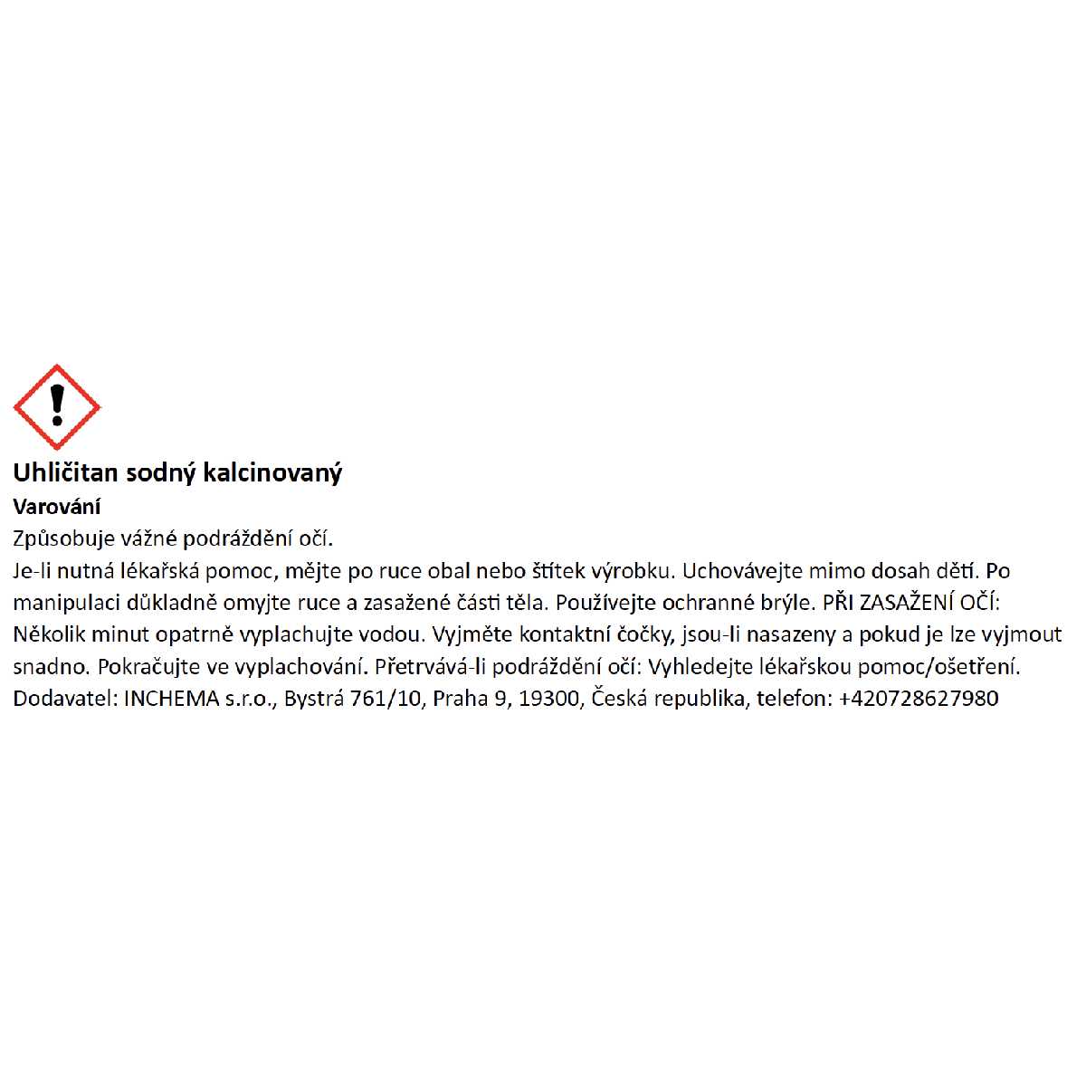 Uhličitan sodný kalcinovaný (technická soda) etiketa